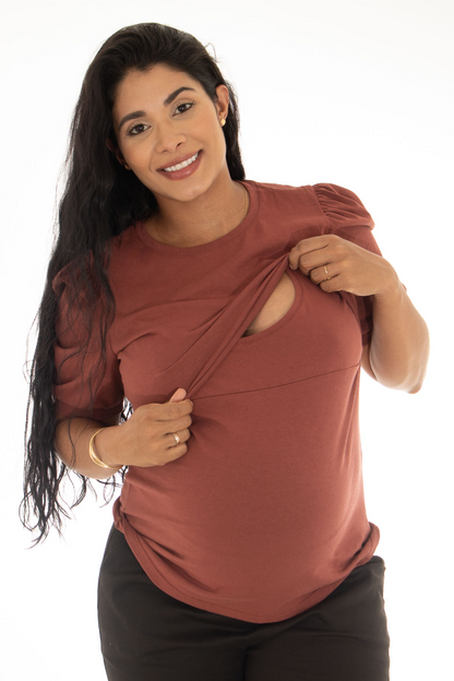 Puff Sleeves Maternity & nursing Top